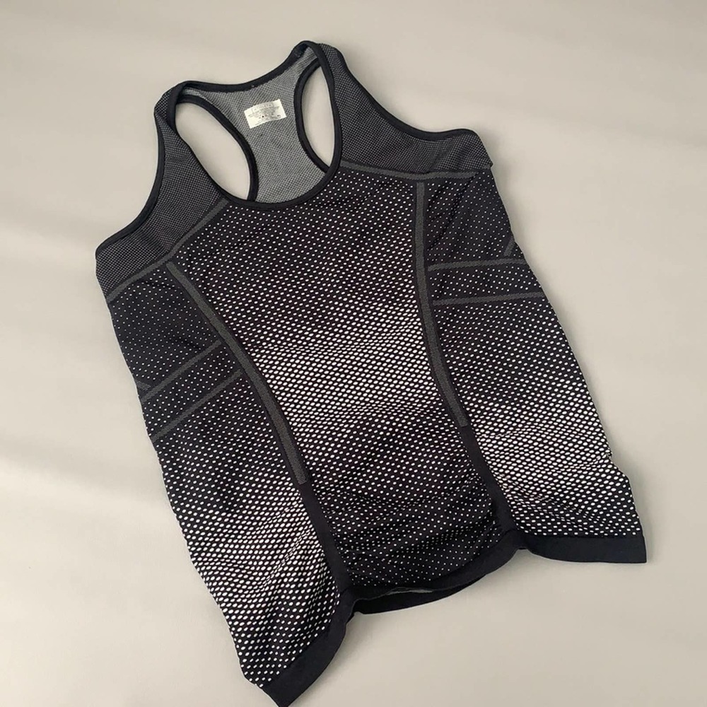 Athleta | Ladies Gradient Black Racerback Ruched Tank Top Size Large